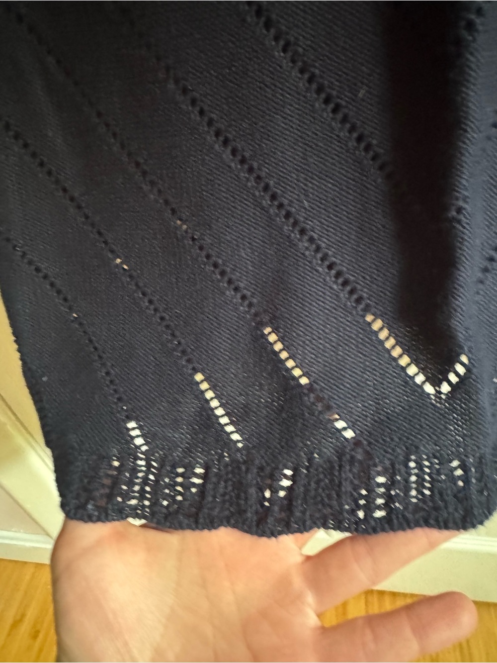 J. Crew Factory Navy Short Sleeve Pointelle Knit Top size Small NWT - Picture 7 of 11